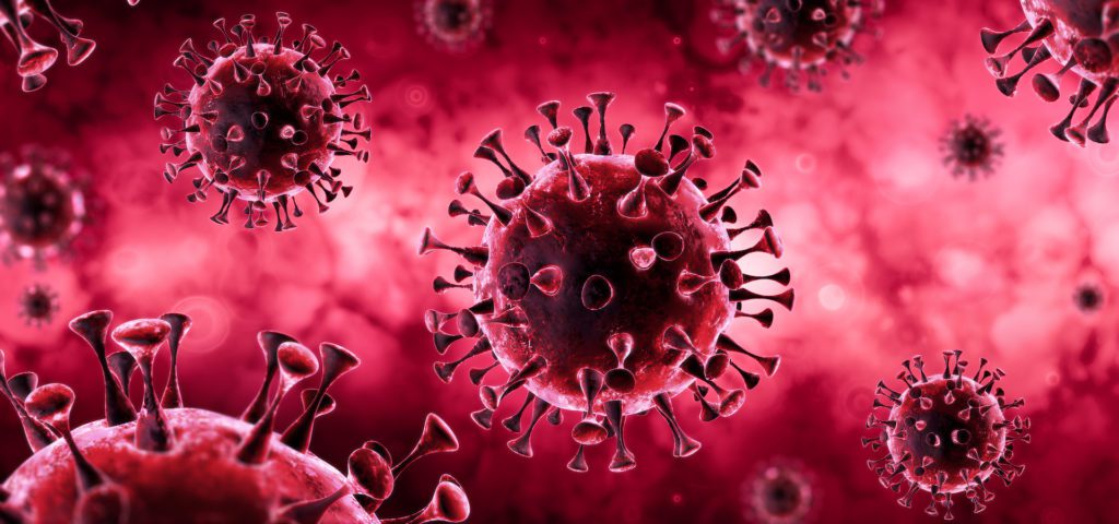 Blog - Covid-19 - Coronavirus In Red Background - Virology Concept - 3d Rendering